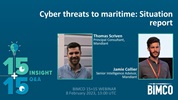 cover of 15+15 webinar about Cyber threats to maritime with Thomas Scriven and Jamie Collier