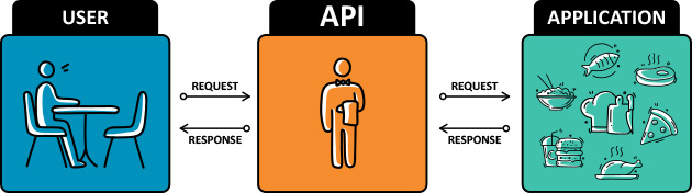 infographic illustrating the API principle