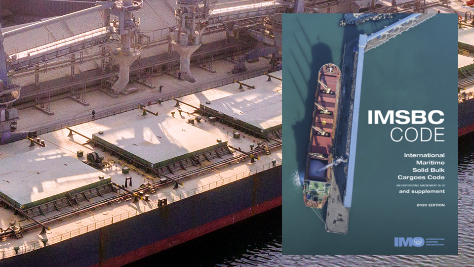 Bulk ship with IMSBC code book superimposed