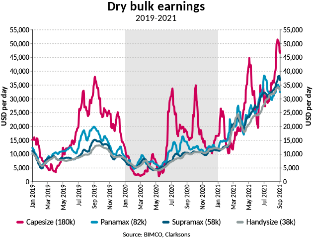 Graph of dry bulk earnings