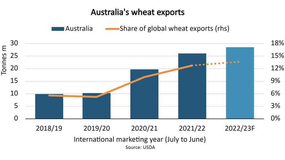Graph of Australian wheat exports