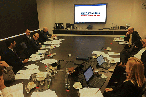 PHOTO: The bunker contract review team debate the terms and conditions at a meeting in London