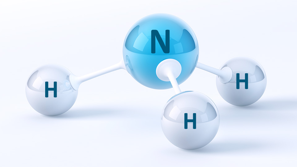 a three dimensional diagram of an ammonia molecule