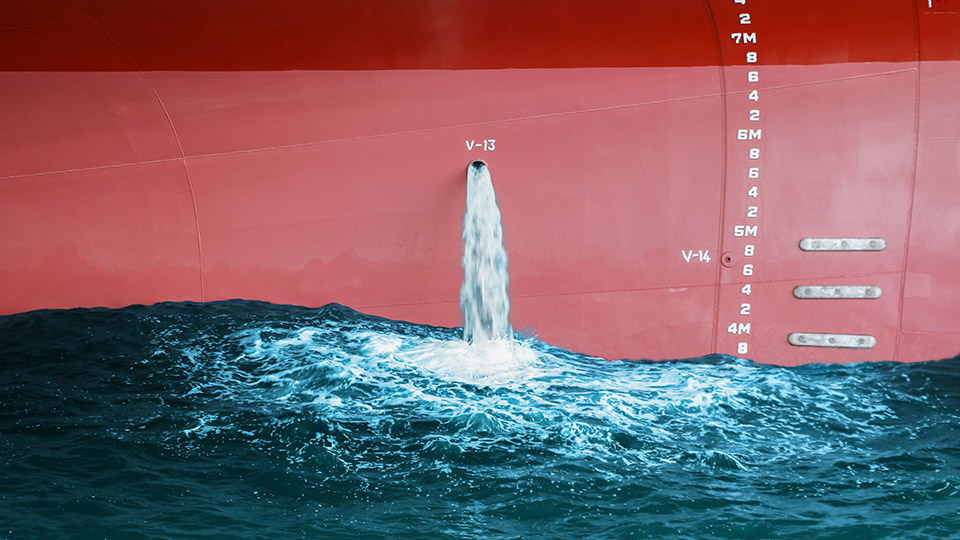 Grey water discharge from a ship.