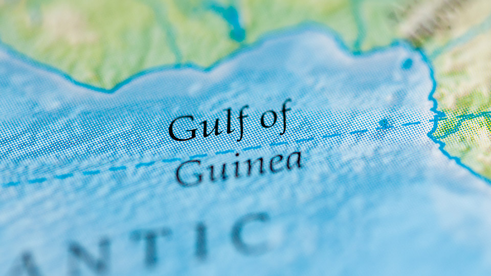 Map close up of Gulf of Guinea