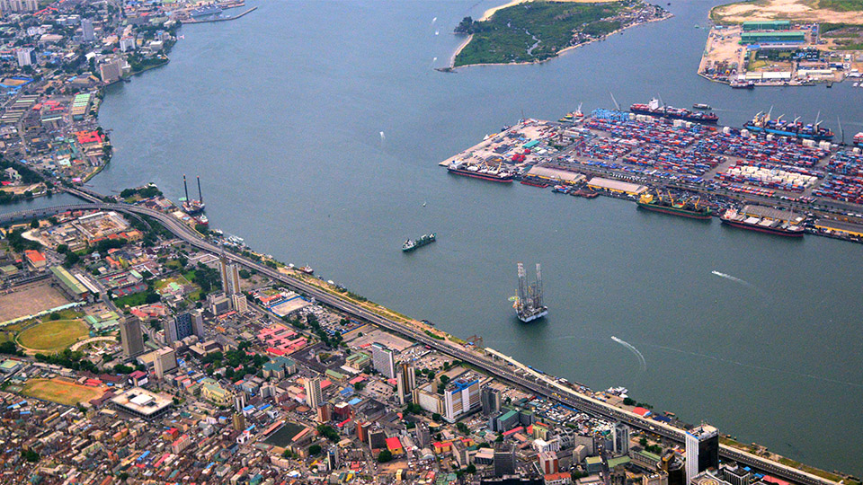 aerial view of Lagos port