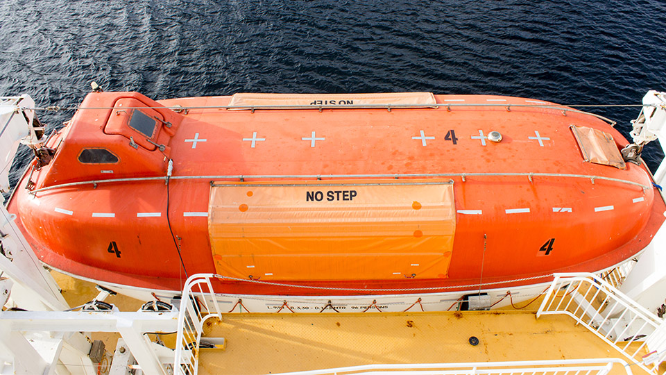 Lifeboat on a ship