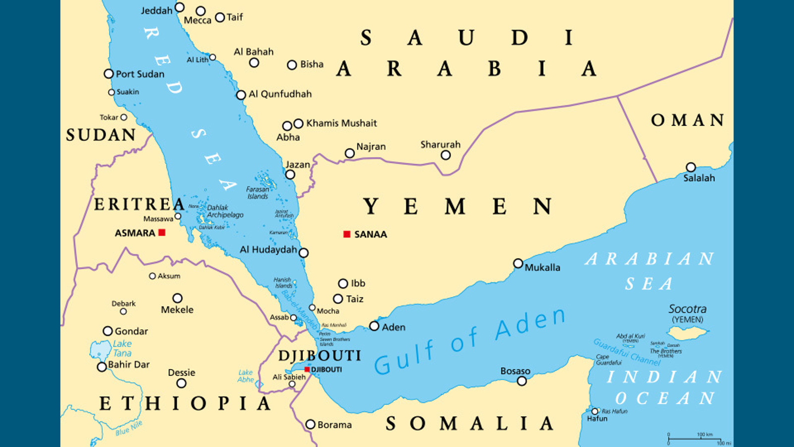 Red sea and Gulf of Aden map
