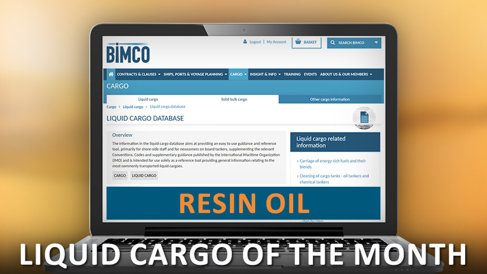 Liquid cargo of the month Resin oil, distilled
