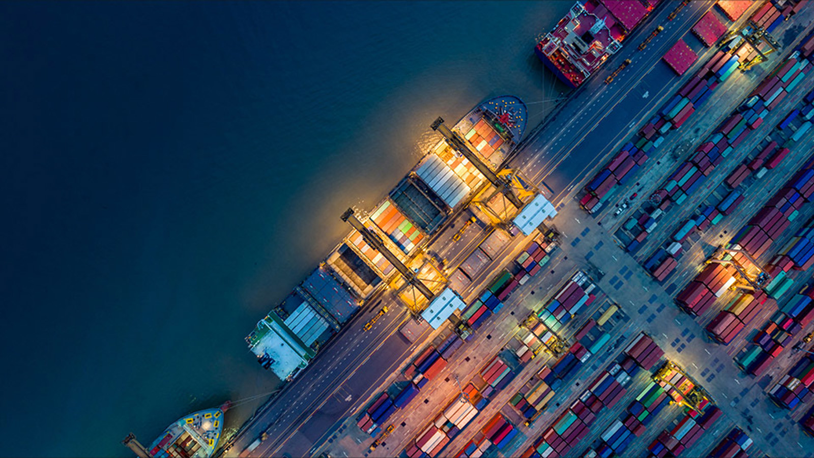 Aerial view of a container terminal