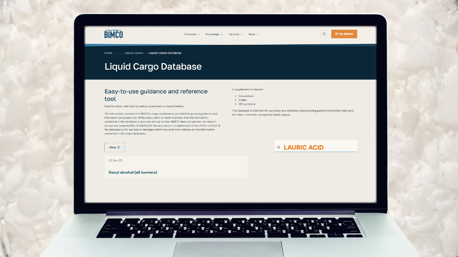BIMCO Liquid Cargo Database Lauric Acid
