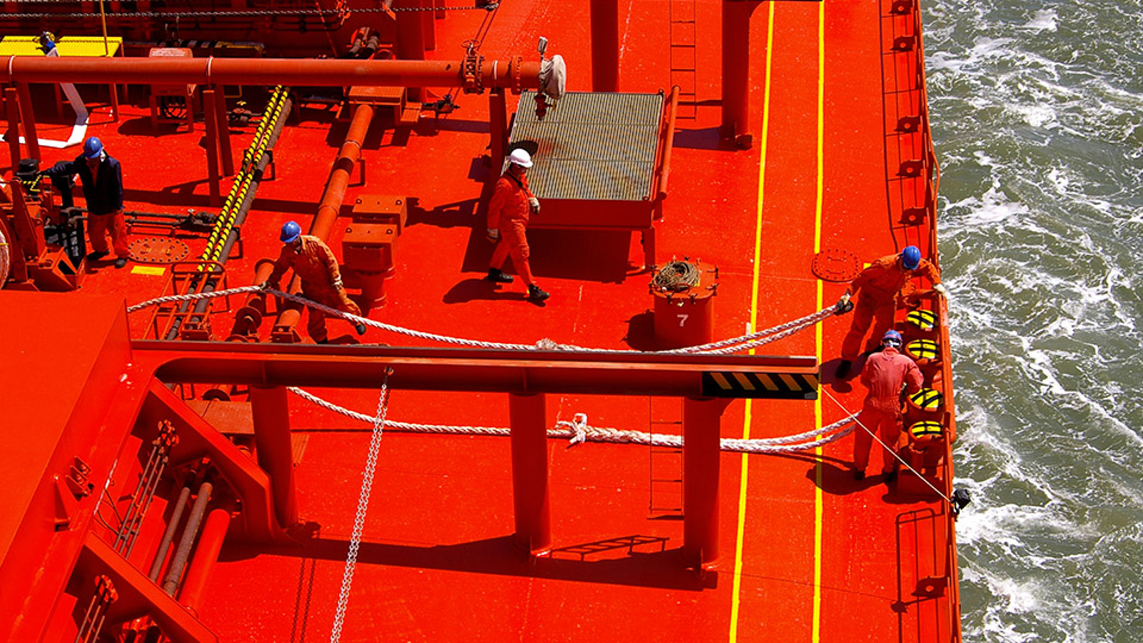 Crew working on a ship
