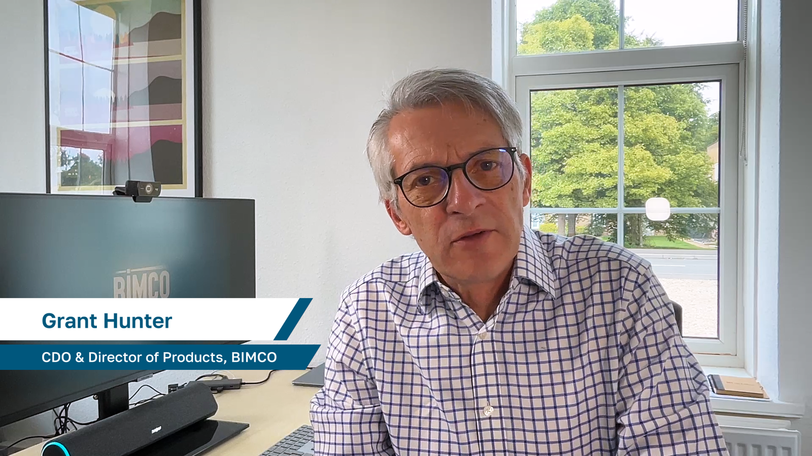 BIMCO's Grant Hunter at computer