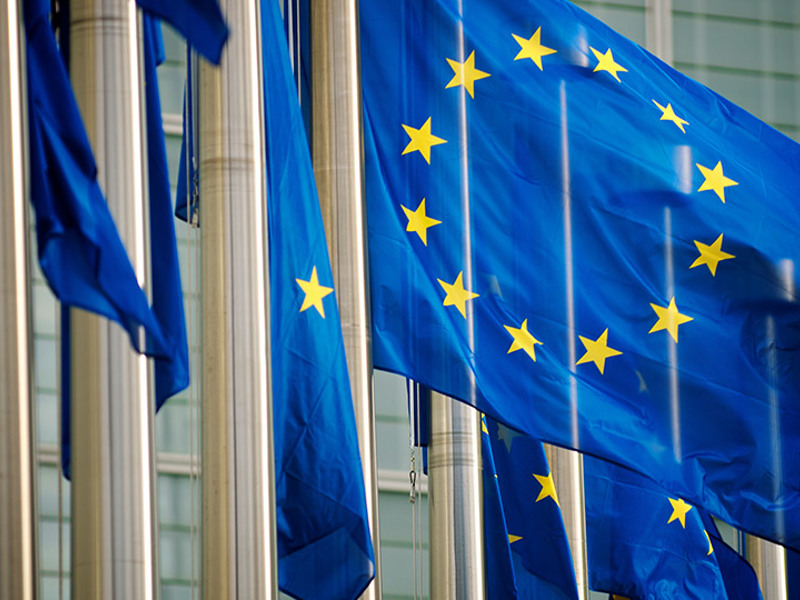 EU flags on flagpoles