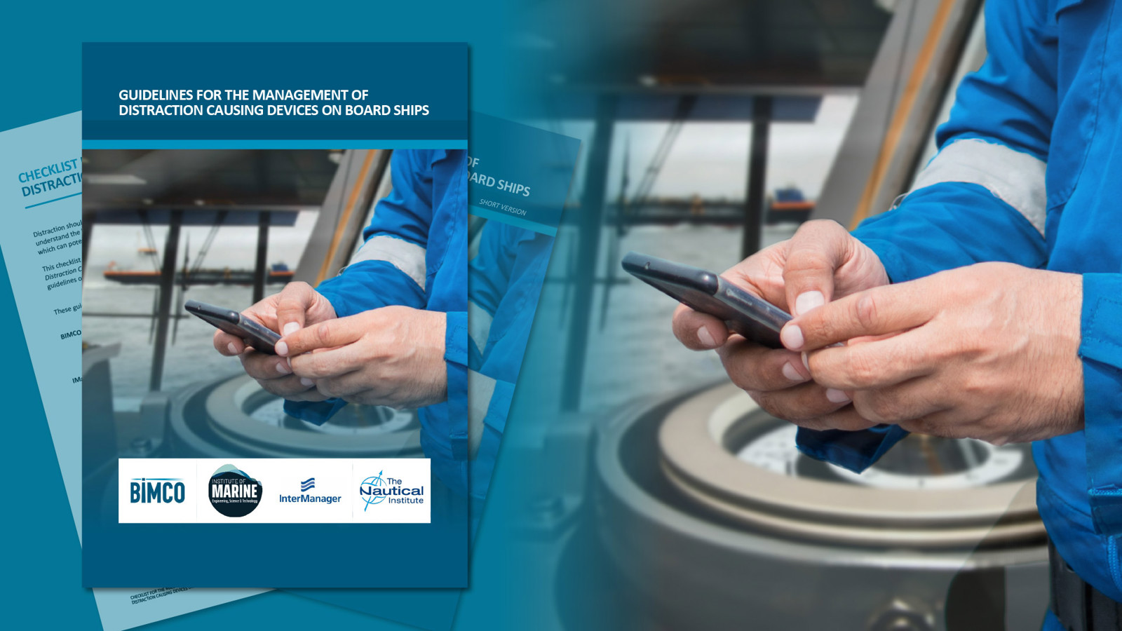 Seafarer using a smartphone 